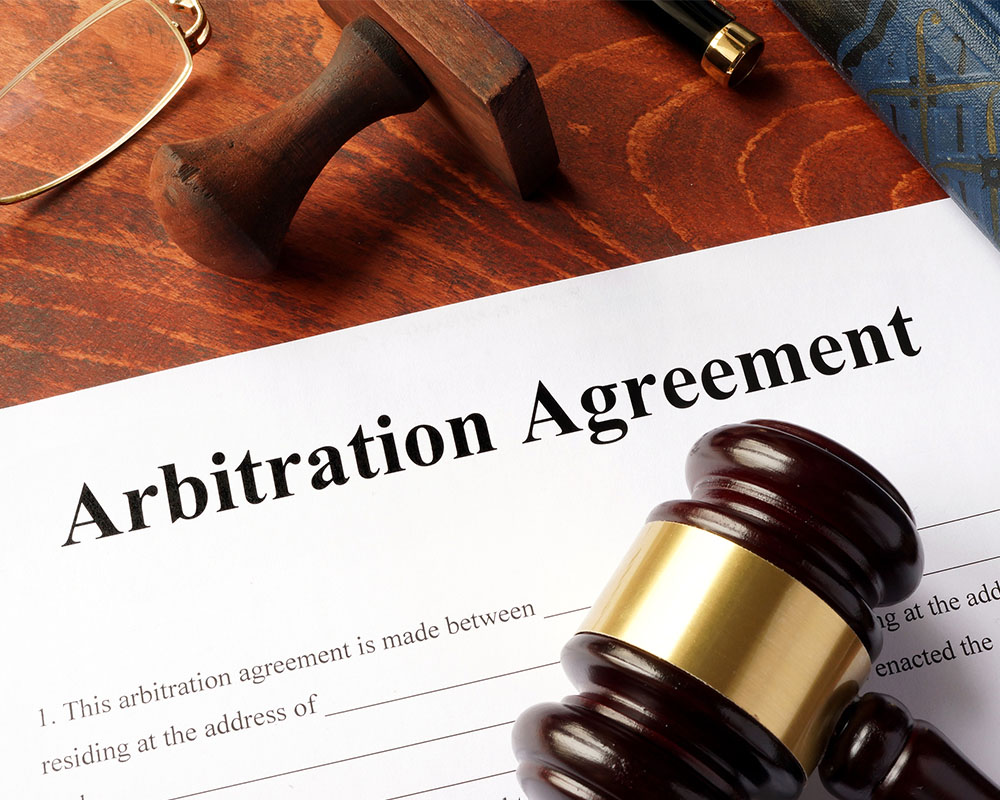 Arbitration agreement form on an office table